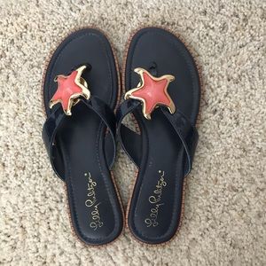 Lily Pulitzer Navy Sandals with Starfish
